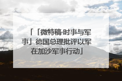 「微特稿·时事与军事」德国总理批评以军在加沙军事行动