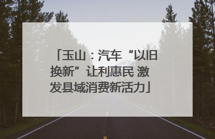 玉山：汽车“以旧换新”让利惠民 激发县域消费新活力