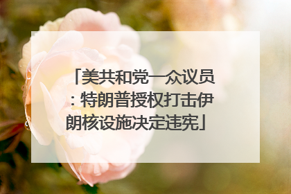 美共和党一众议员：特朗普授权打击伊朗核设施决定违宪