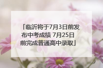 临沂将于7月3日前发布中考成绩 7月25日前完成普通高中录取
