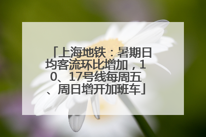 上海地铁：暑期日均客流环比增加，10、17号线每周五、周日增开加班车
