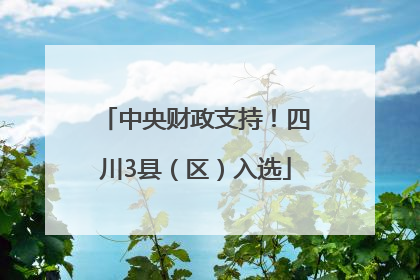 中央财政支持！四川3县（区）入选