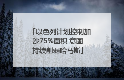 以色列计划控制加沙75%面积 意图持续削弱哈马斯