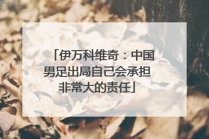 伊万科维奇：中国男足出局自己会承担非常大的责任