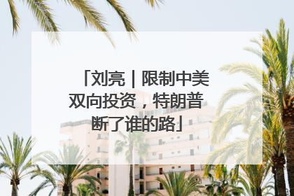 刘亮｜限制中美双向投资，特朗普断了谁的路