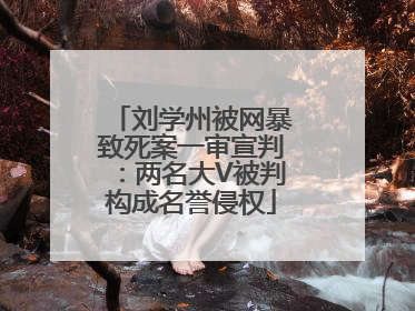 刘学州被网暴致死案一审宣判：两名大V被判构成名誉侵权