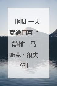 刚走一天就遭白宫“背刺” 马斯克：很失望