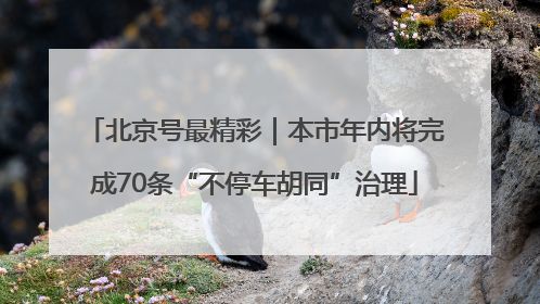 北京号最精彩｜本市年内将完成70条“不停车胡同”治理
