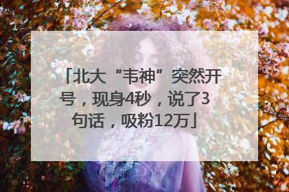 北大“韦神”突然开号，现身4秒，说了3句话，吸粉12万