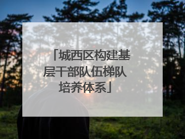城西区构建基层干部队伍梯队培养体系