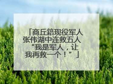商丘籍现役军人张伟湖中连救五人 “我是军人，让我再救一个！”