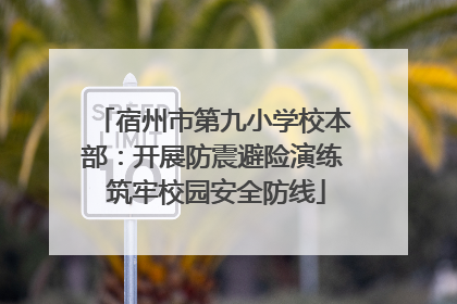 宿州市第九小学校本部：开展防震避险演练 筑牢校园安全防线