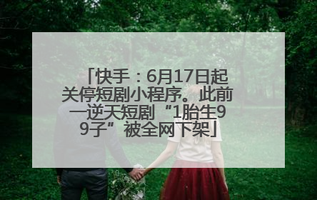 快手：6月17日起关停短剧小程序。此前一逆天短剧“1胎生99子”被全网下架