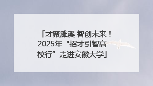 才聚濉溪 智创未来！2025年“招才引智高校行”走进安徽大学