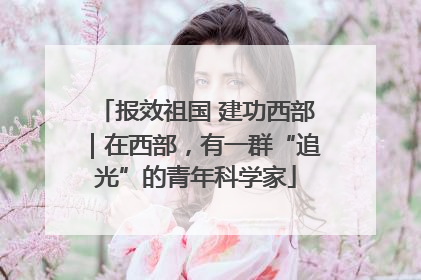 报效祖国 建功西部｜在西部，有一群“追光”的青年科学家