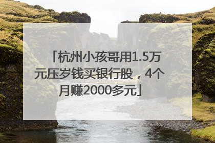 杭州小孩哥用1.5万元压岁钱买银行股，4个月赚2000多元