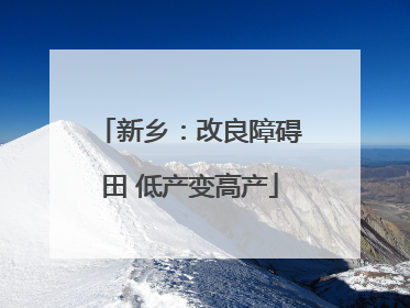 新乡：改良障碍田 低产变高产