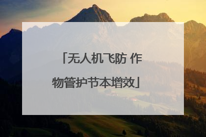无人机飞防 作物管护节本增效