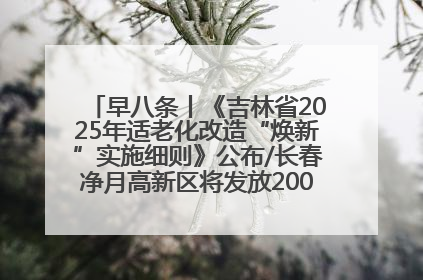 早八条丨《吉林省2025年适老化改造“焕新”实施细则》公布/长春净月高新区将发放200万元汽车消费券！