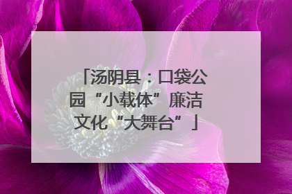 汤阴县：口袋公园“小载体”廉洁文化“大舞台”