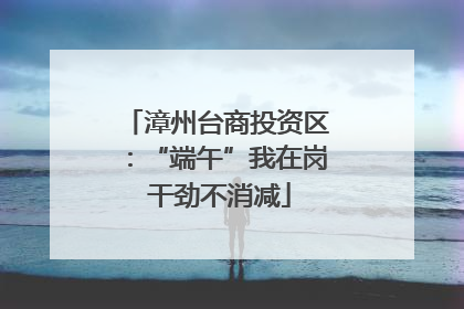 漳州台商投资区：“端午”我在岗 干劲不消减