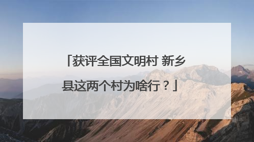 获评全国文明村 新乡县这两个村为啥行？