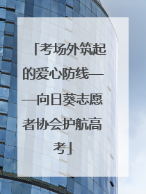 考场外筑起的爱心防线——向日葵志愿者协会护航高考