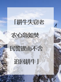 耕牛失窃老农心急如焚 民警锲而不舍追回耕牛