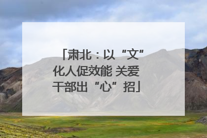 肃北：以“文”化人促效能 关爱干部出“心”招