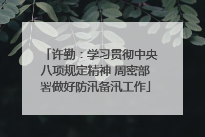 许勤：学习贯彻中央八项规定精神 周密部署做好防汛备汛工作