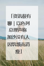 资讯很有聊｜以色列总理声称 加沙没有人因饥饿而消瘦