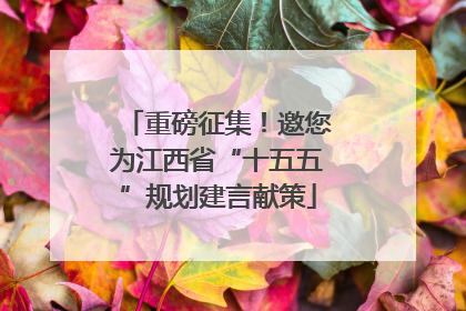 重磅征集！邀您为江西省“十五五”规划建言献策