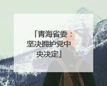 青海省委：坚决拥护党中央决定