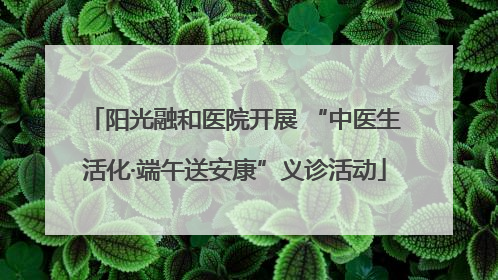阳光融和医院开展 “中医生活化·端午送安康”义诊活动