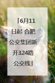6月11日起 合肥公交集团新开324路公交线
